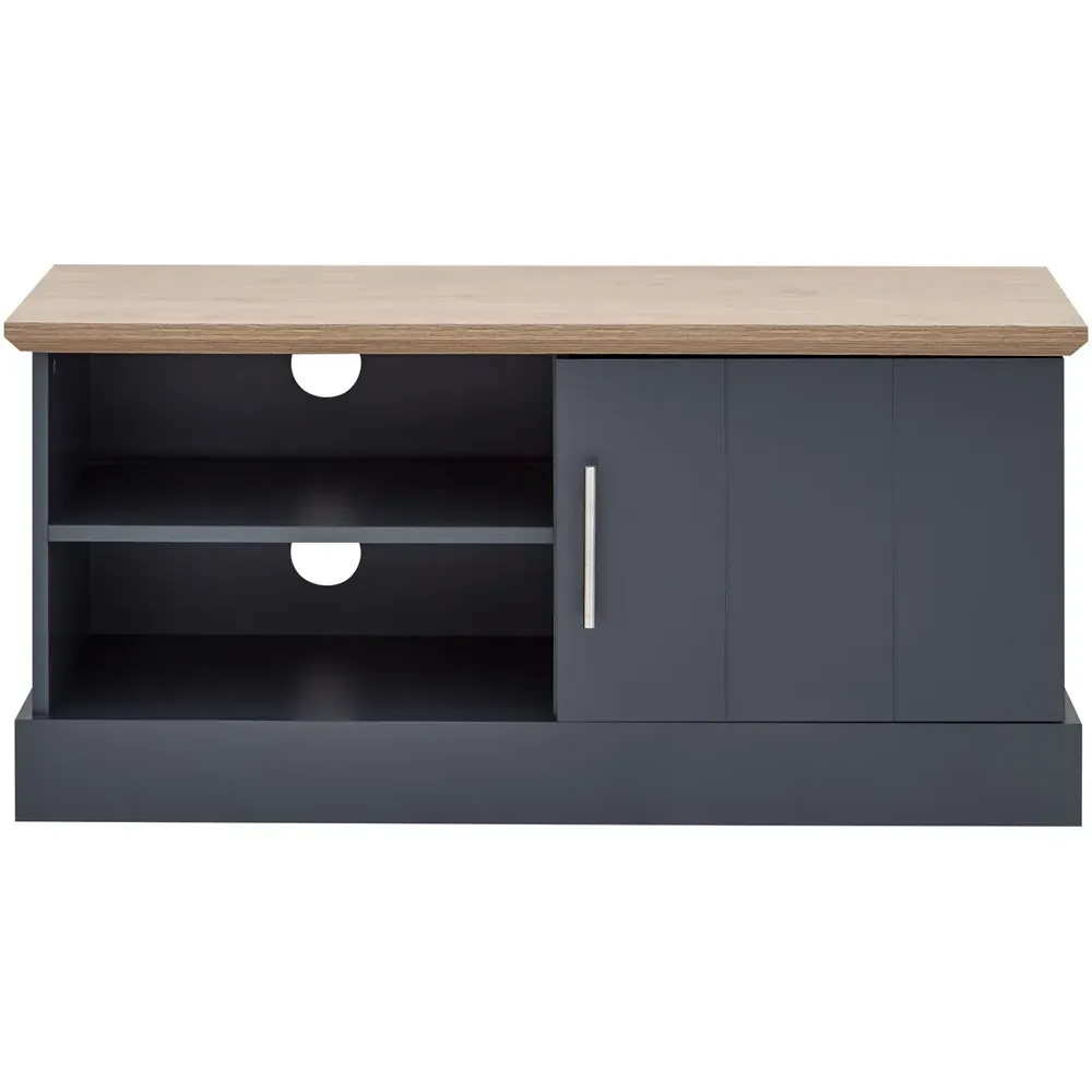 Kendal Small TV Unit with Storage - Blue, Oak