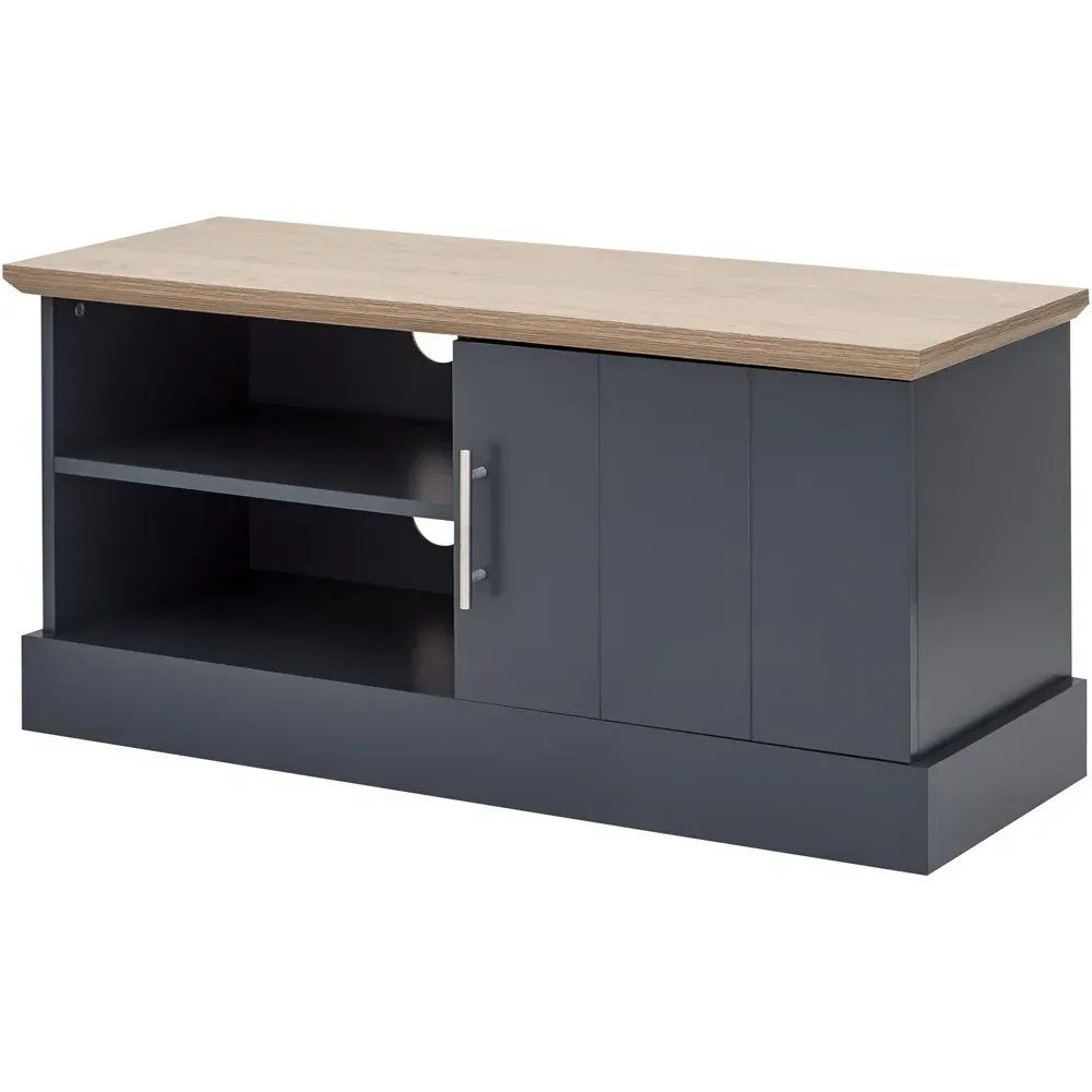Kendal Small TV Unit with Storage - Blue, Oak