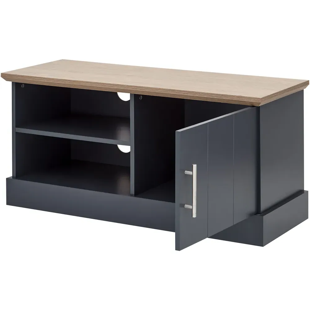 Kendal Small TV Unit with Storage - Blue, Oak