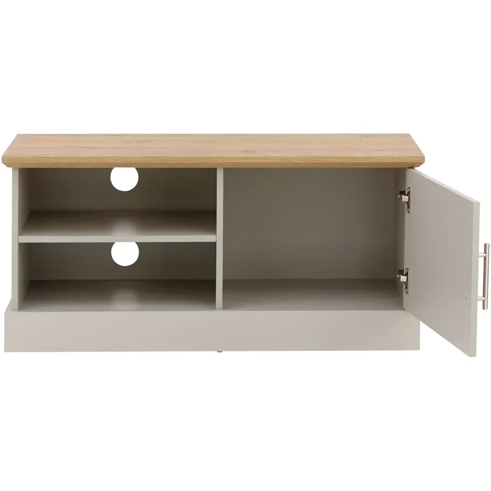 Kendal Small TV Unit with Storage - Grey, Oak
