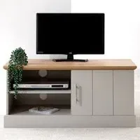 Kendal Small TV Unit with Storage - Grey, Oak