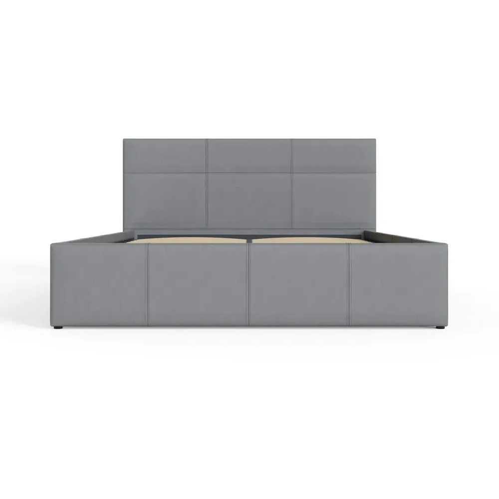 King Size Ottoman Bed with Storage - Grey, Faux Leather