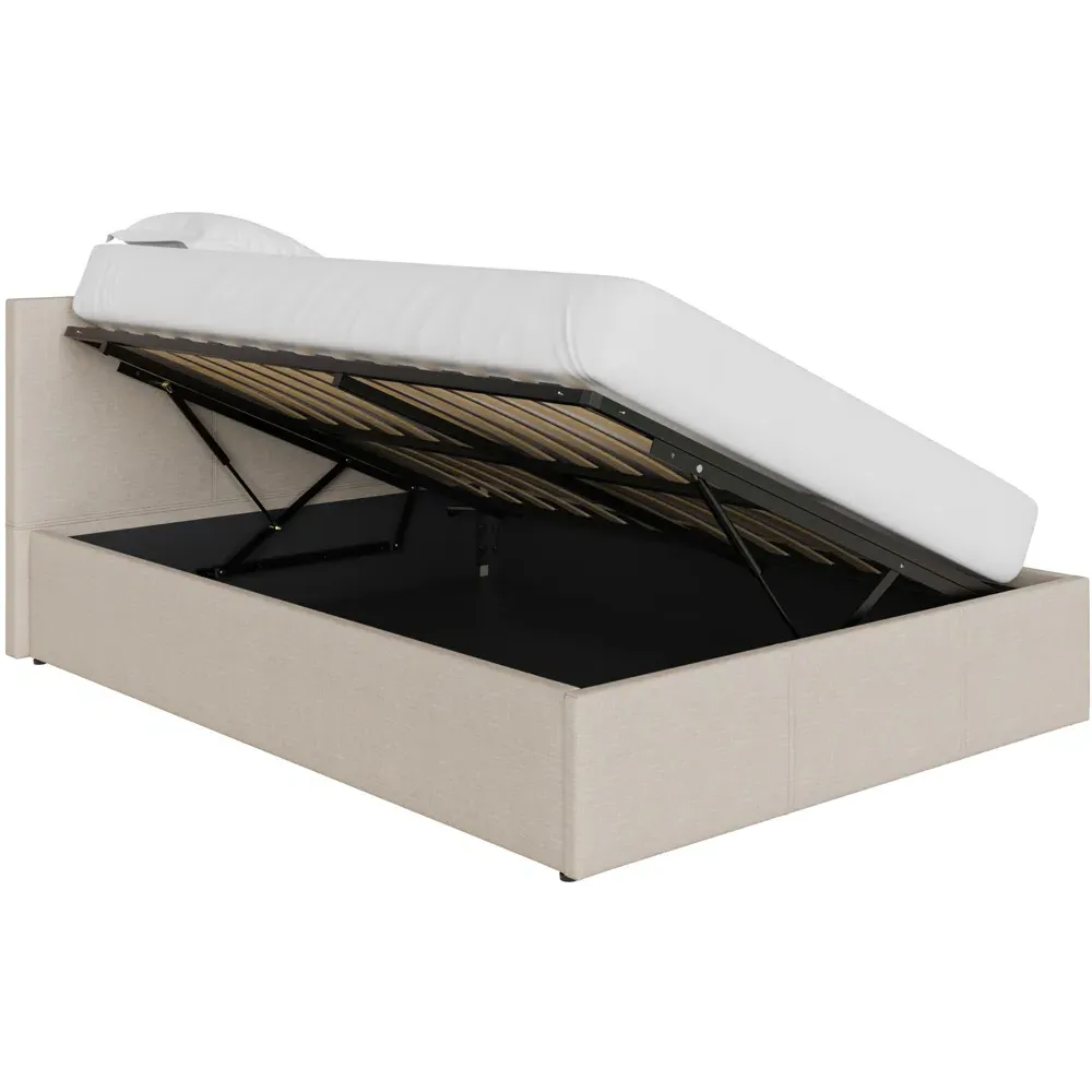 King Size Side Lift Ottoman Bed - Cream, Hopsack