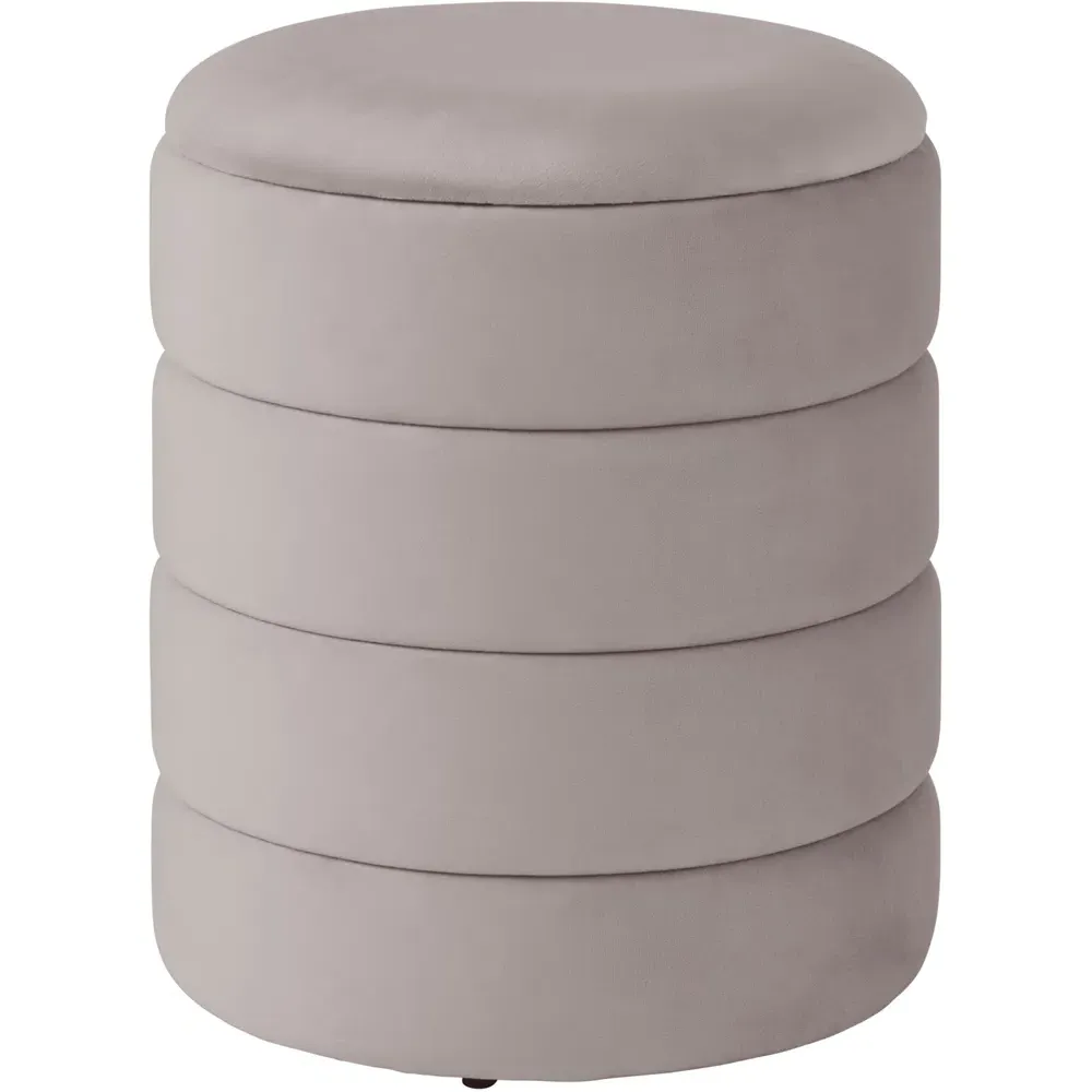 Klara Storage Stool with Hidden Compartment - Grey, Velvet