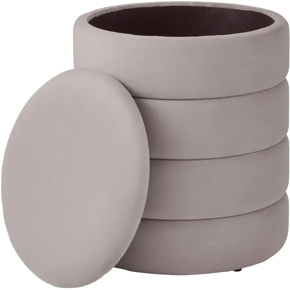 Klara Storage Stool with Hidden Compartment - Grey, Velvet