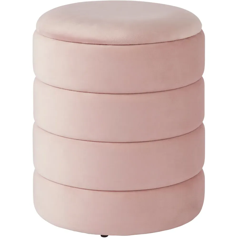Klara Storage Stool with Hidden Compartment - Pink, Velvet