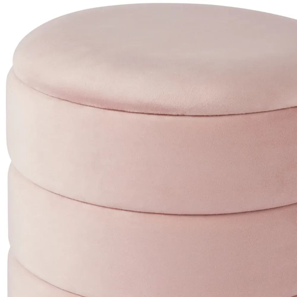 Klara Storage Stool with Hidden Compartment - Pink, Velvet