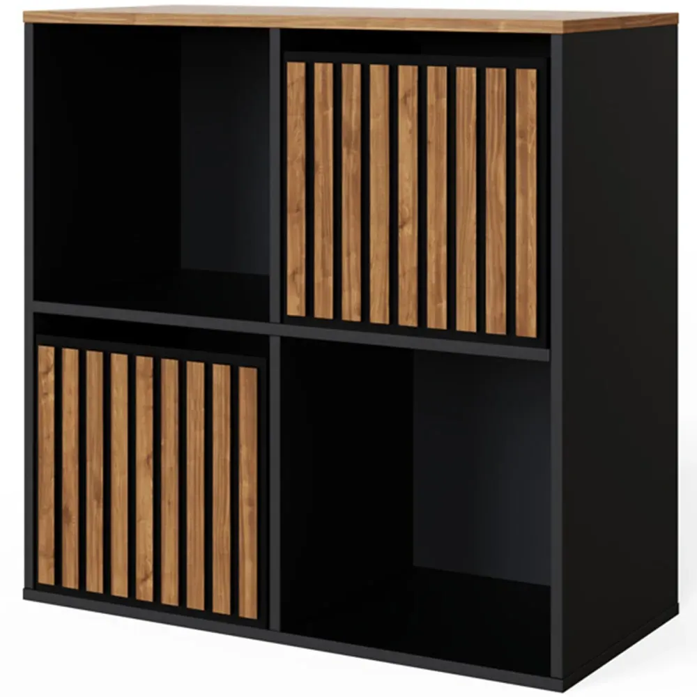 Kube 2 Drawer 2 Shelf Storage Unit - Black, Walnut