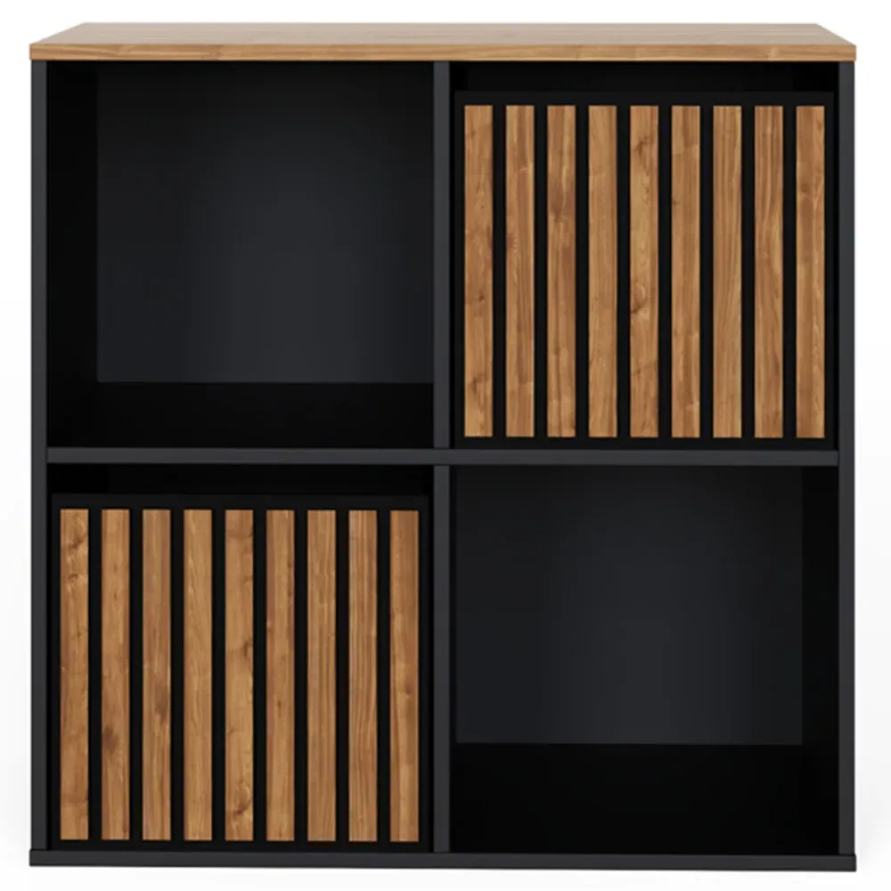 Kube 2 Drawer 2 Shelf Storage Unit - Black, Walnut