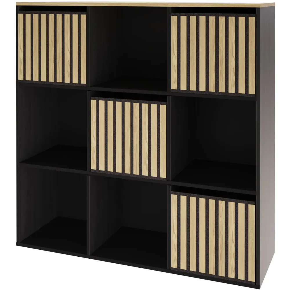 Kube 3 Drawer 3 Shelf Cube Storage Unit - Black, Oak