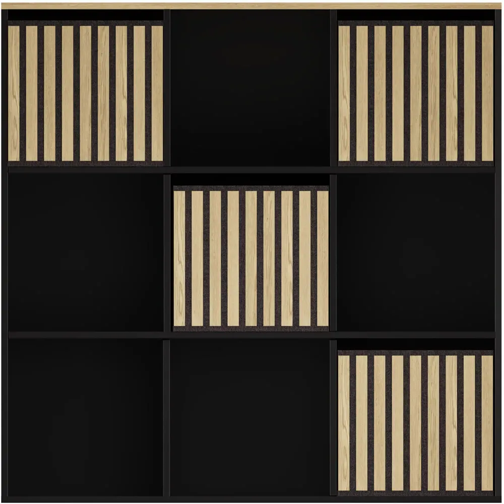 Kube 3 Drawer 3 Shelf Cube Storage Unit - Black, Oak