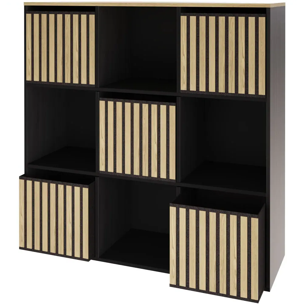 Kube 3 Drawer 3 Shelf Cube Storage Unit - Black, Oak