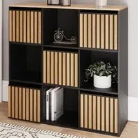 Kube 3 Drawer 3 Shelf Cube Storage Unit - Black, Oak