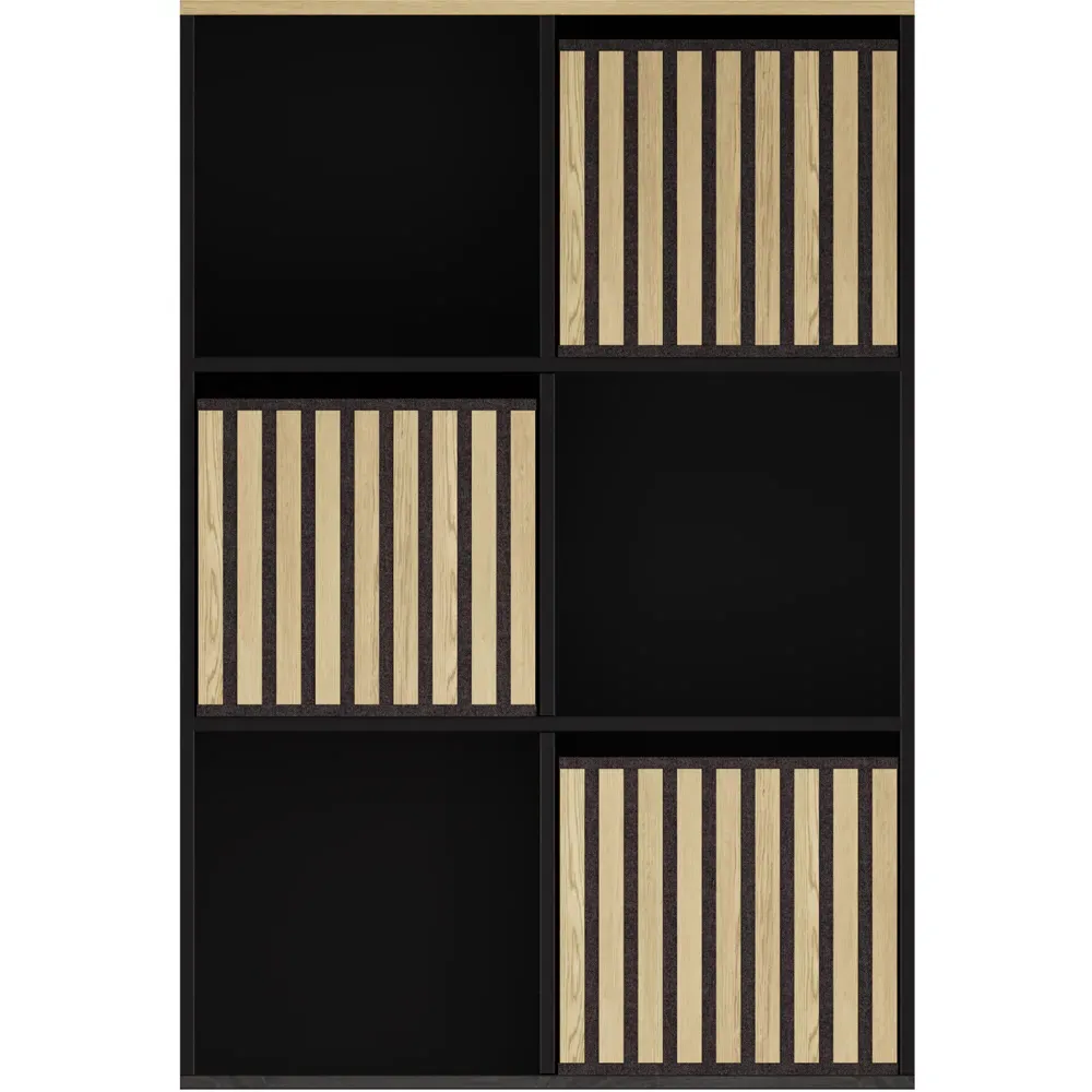 Kube 3 Drawer 3 Shelf Storage Unit - Black, Oak