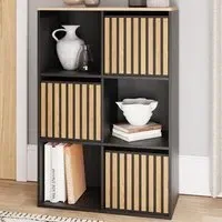 Kube 3 Drawer 3 Shelf Storage Unit - Black, Oak