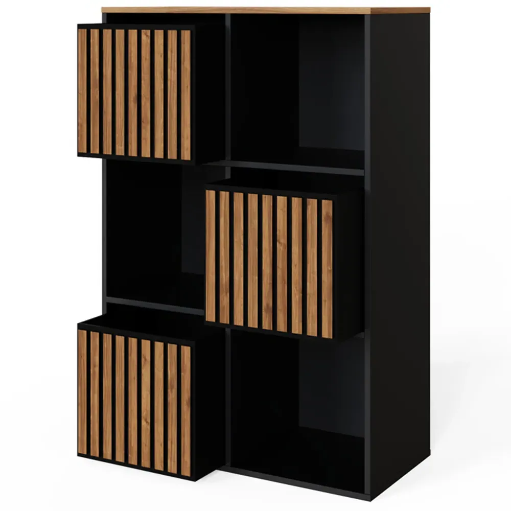 Kube 3 Drawer 3 Shelf Storage Unit - Black, Walnut