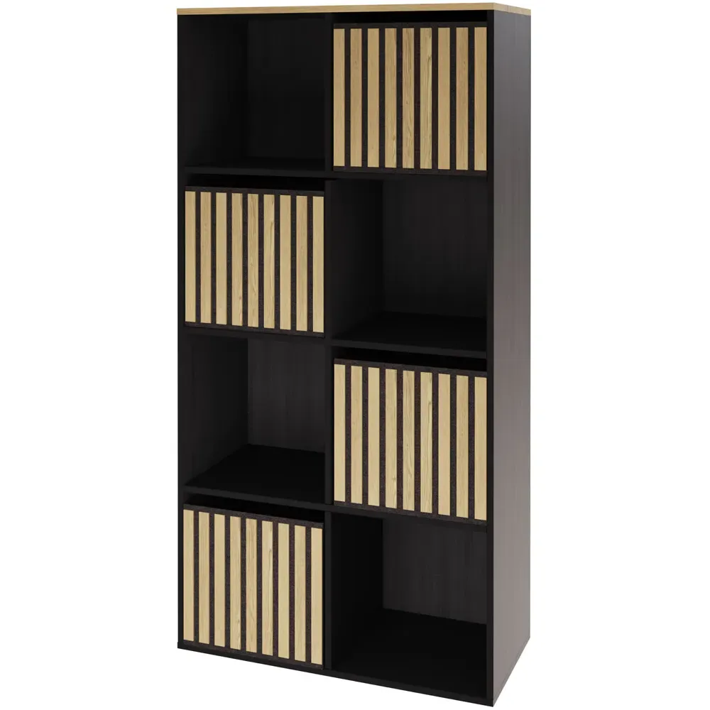 Kube 4 Drawer 4 Shelf Storage Unit - Black, Oak