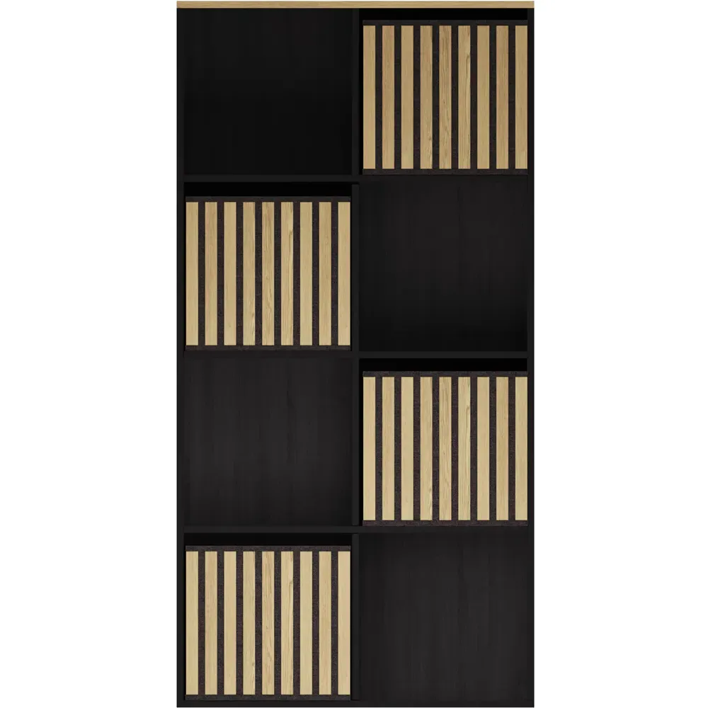 Kube 4 Drawer 4 Shelf Storage Unit - Black, Oak