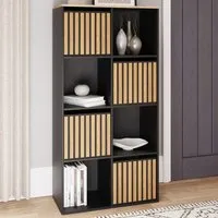 Kube 4 Drawer 4 Shelf Storage Unit - Black, Oak