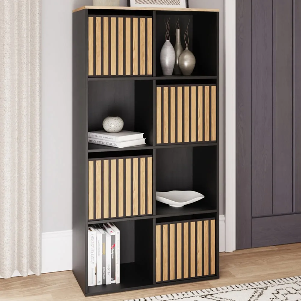 Kube 4 Drawer 4 Shelf Storage Unit - Black, Oak