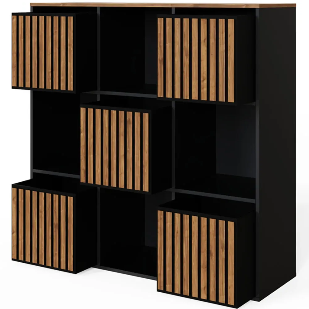 Kube 5 Drawer 4 Shelf Storage Unit - Black, Walnut