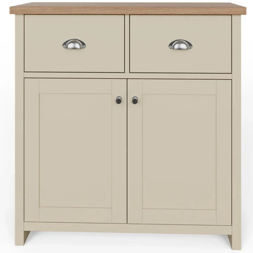 Lancaster 2 Door 2 Drawer Compact Sideboard - Cream, Oak