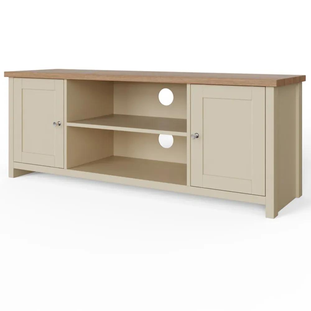 Lancaster 2 Door 2 Shelf Large TV Unit - Cream, Oak