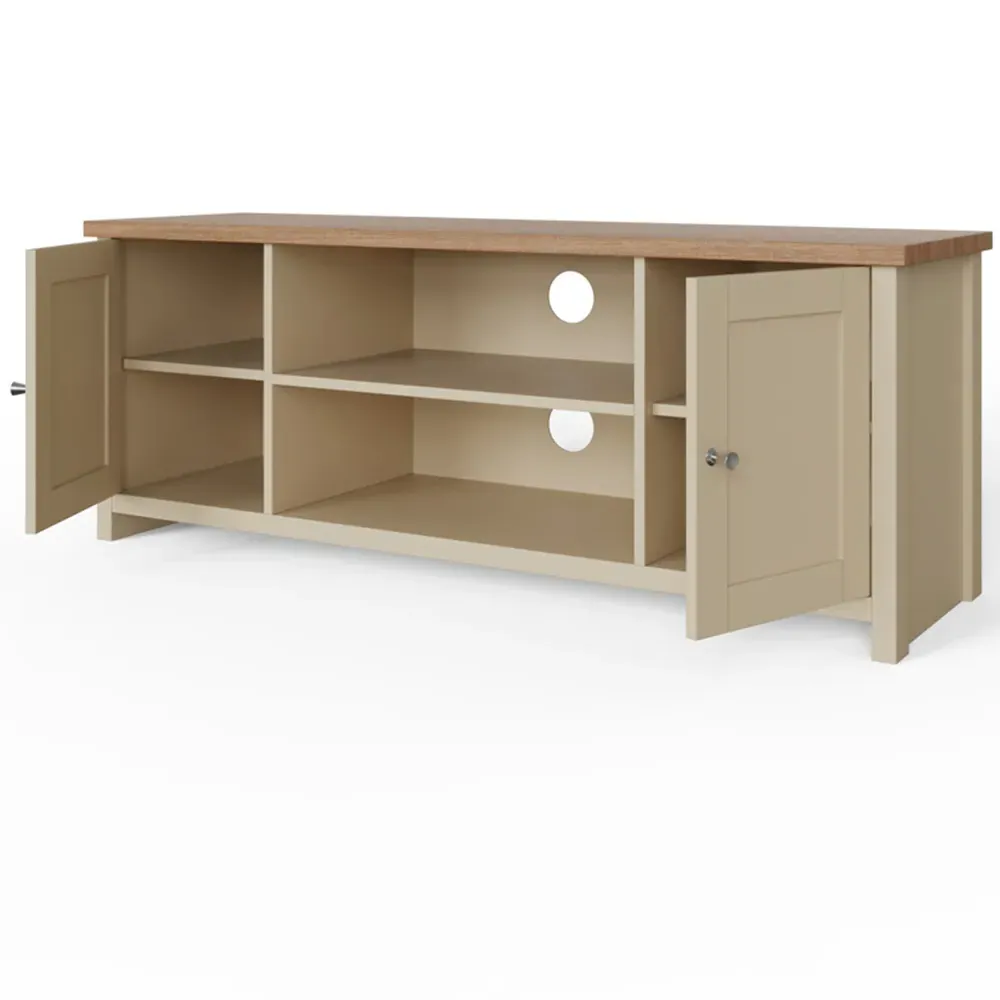 Lancaster 2 Door 2 Shelf Large TV Unit - Cream, Oak
