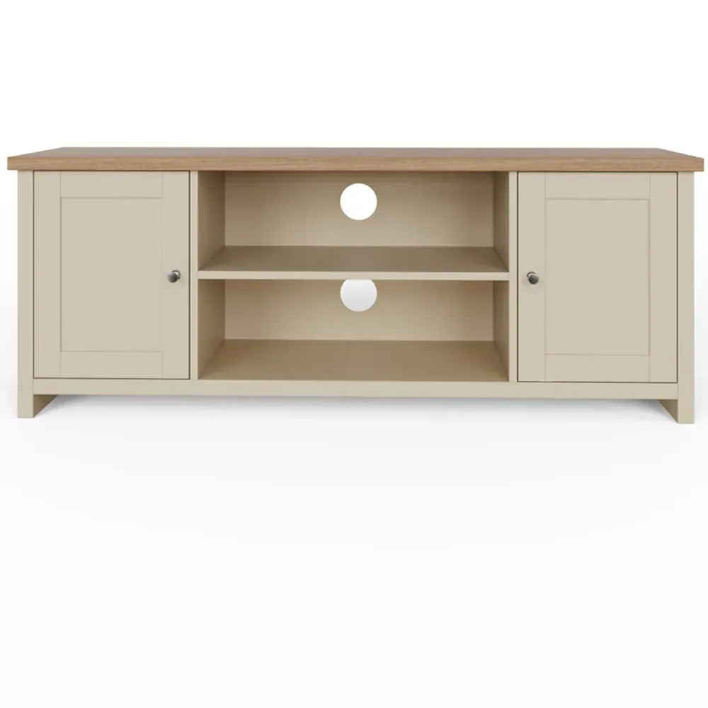 Lancaster 2 Door 2 Shelf Large TV Unit - Cream, Oak