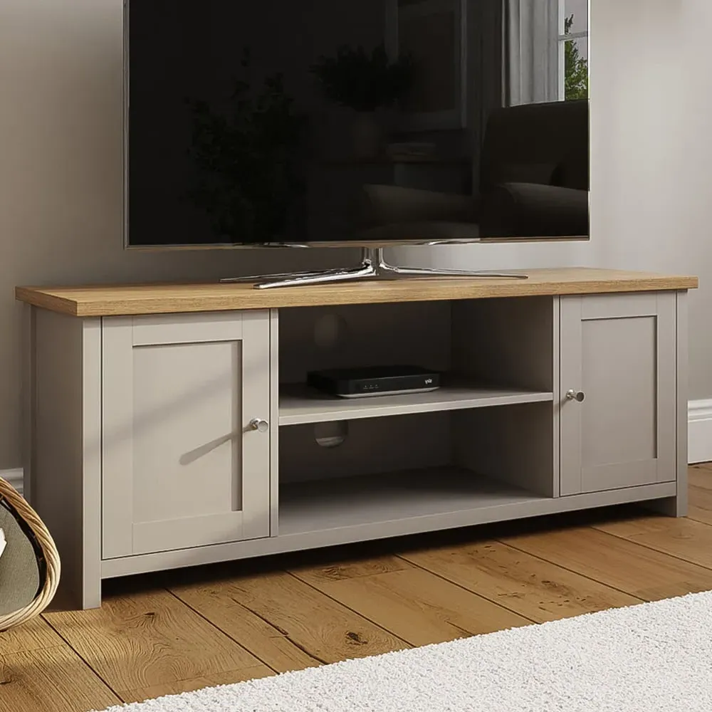 Lancaster 2 Door Large TV Cabinet - Grey, Oak