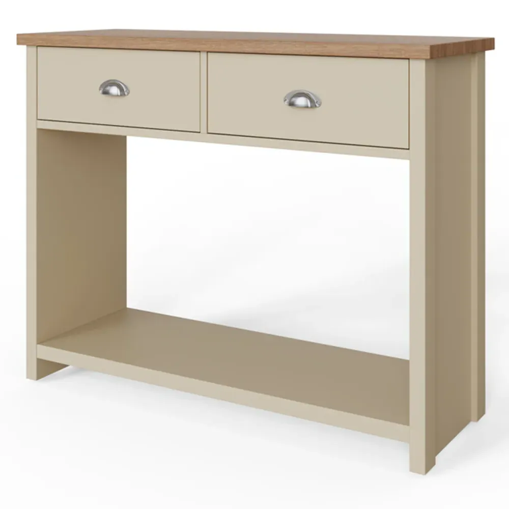Lancaster 2 Drawer Console Table - Cream, Oak
