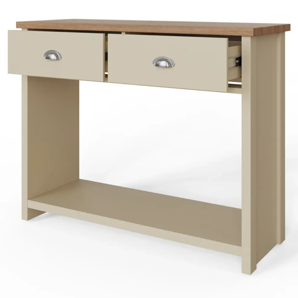 Lancaster 2 Drawer Console Table - Cream, Oak