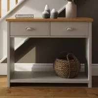 Lancaster 2 Drawer Console Table - Grey, Oak