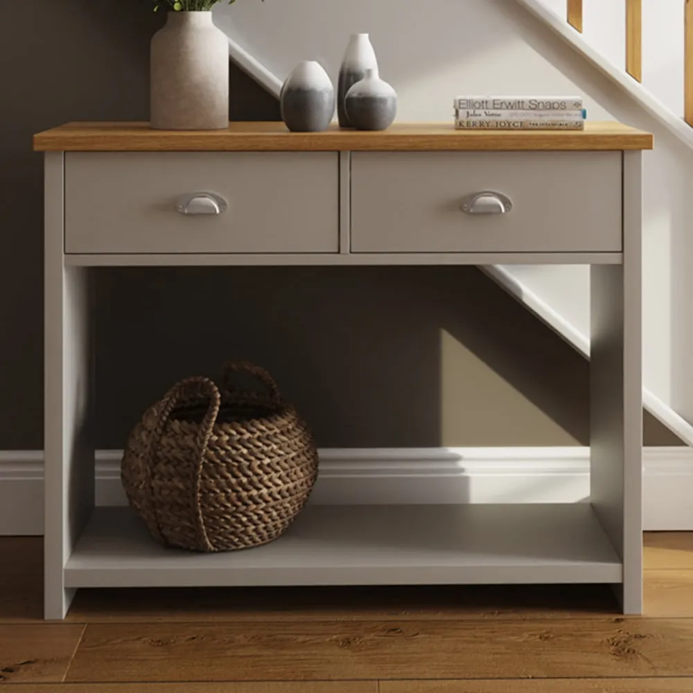 Lancaster 2 Drawer Console Table - Grey, Oak