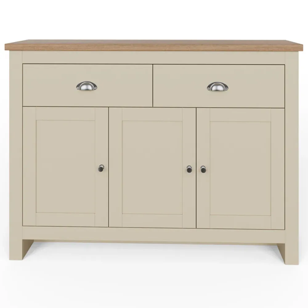 Lancaster 3 Door 2 Drawer Large Sideboard - Cream, Oak