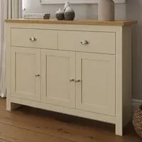 Lancaster 3 Door 2 Drawer Large Sideboard - Cream, Oak