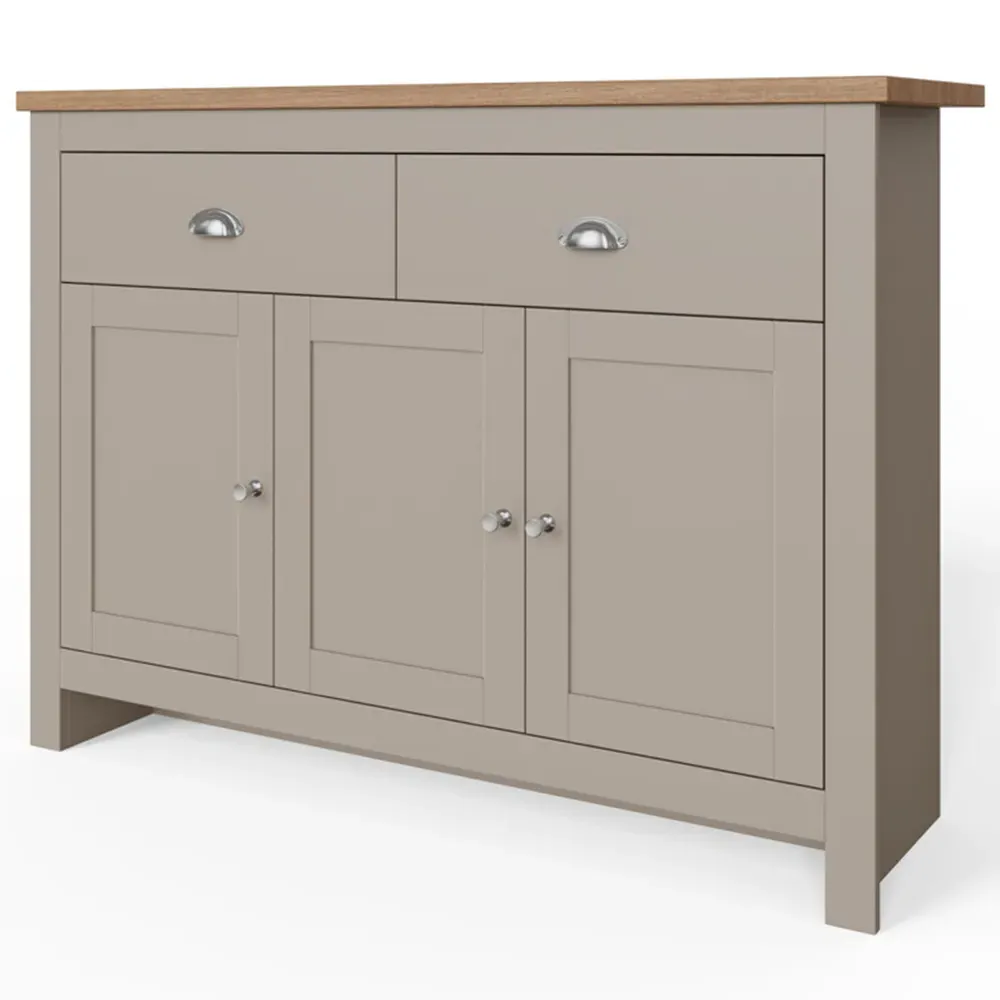 Lancaster 3 Door 2 Drawer Large Sideboard - Grey, Oak