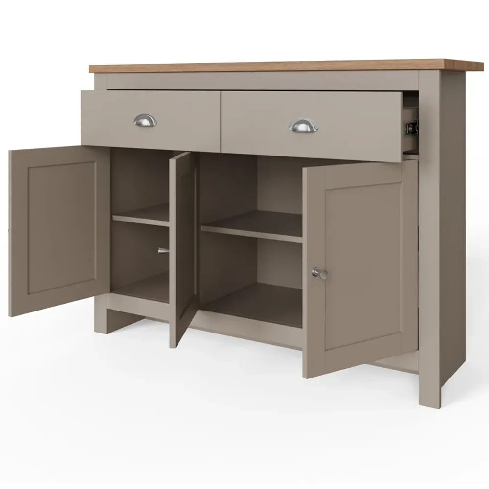 Lancaster 3 Door 2 Drawer Large Sideboard - Grey, Oak