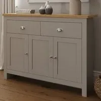 Lancaster 3 Door 2 Drawer Large Sideboard - Grey, Oak