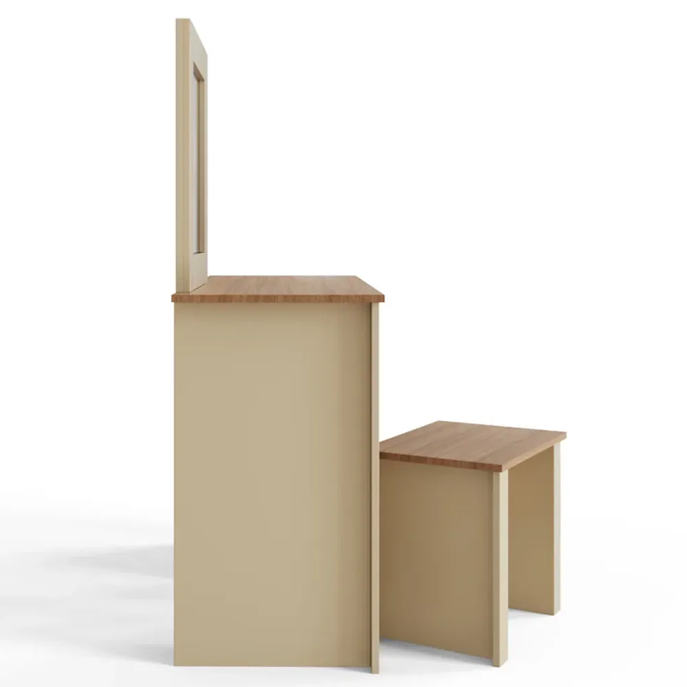 Lancaster 3 Drawer Dressing Table Set with Mirror - Cream, Oak