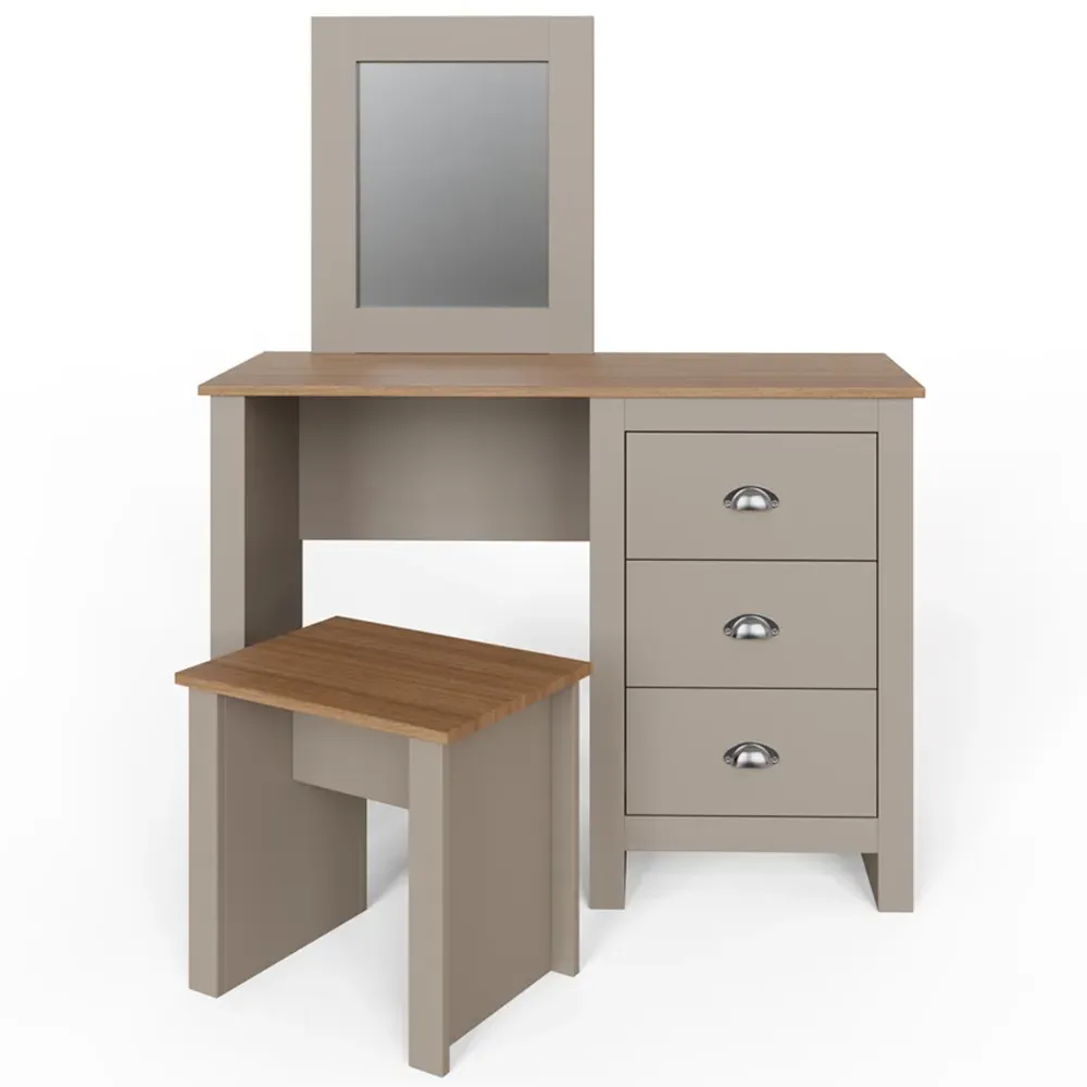 Lancaster 3 Drawer Dressing Table Set with Mirror - Grey