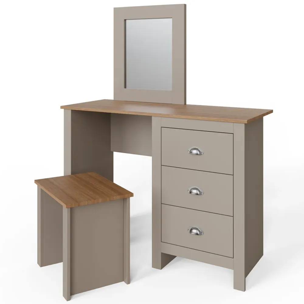 Lancaster 3 Drawer Dressing Table Set with Mirror - Grey