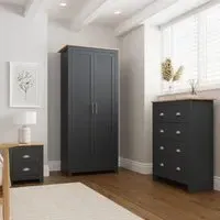 Lancaster 3 Piece Bedroom Furniture Set - Blue, Oak