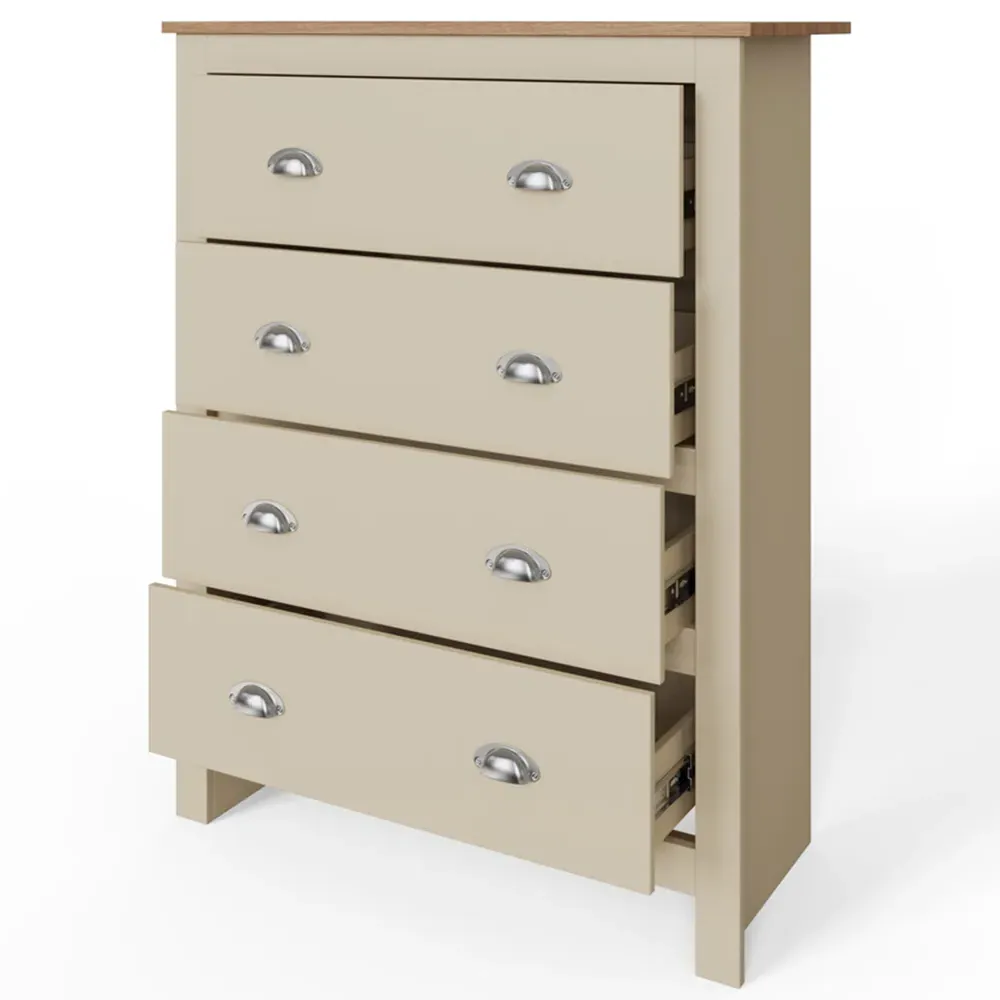 Lancaster 3 Piece Bedroom Furniture Set - Cream, Oak