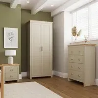 Lancaster 3 Piece Bedroom Furniture Set - Cream, Oak