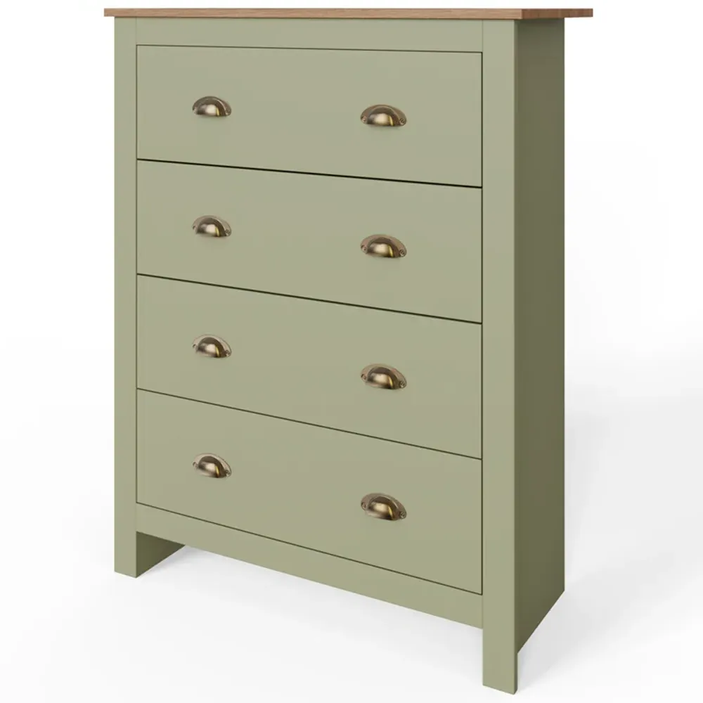 Lancaster 3 Piece Bedroom Furniture Set - Green, Oak