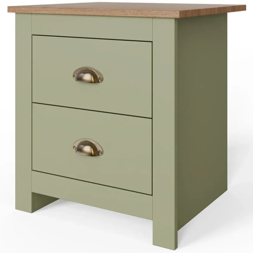 Lancaster 3 Piece Bedroom Furniture Set - Green, Oak