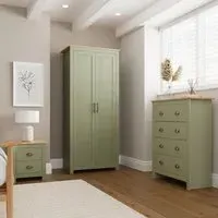 Lancaster 3 Piece Bedroom Furniture Set - Green, Oak