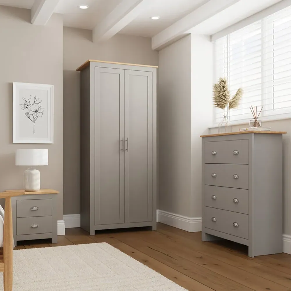 Lancaster 3 Piece Bedroom Furniture Set - Grey, Oak image