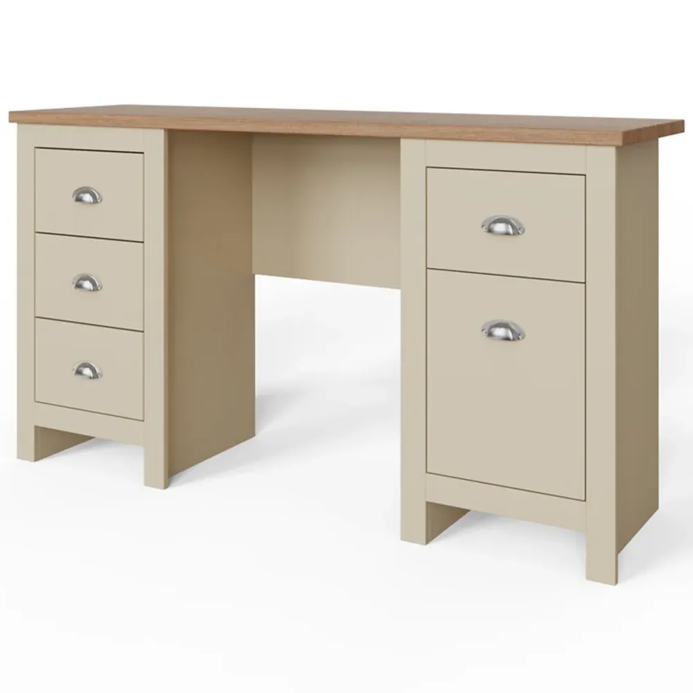 Lancaster 4 Drawer Study Desk - Cream, Oak